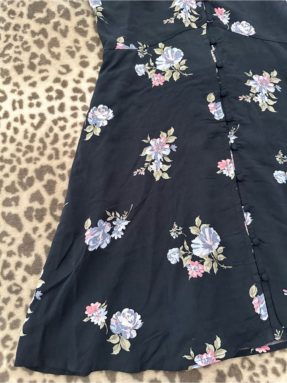 Abercrombie & Fitch Button Front V-Neck Cami Strap Mini Sundress Blue Floral S - Picture 5 of 17
